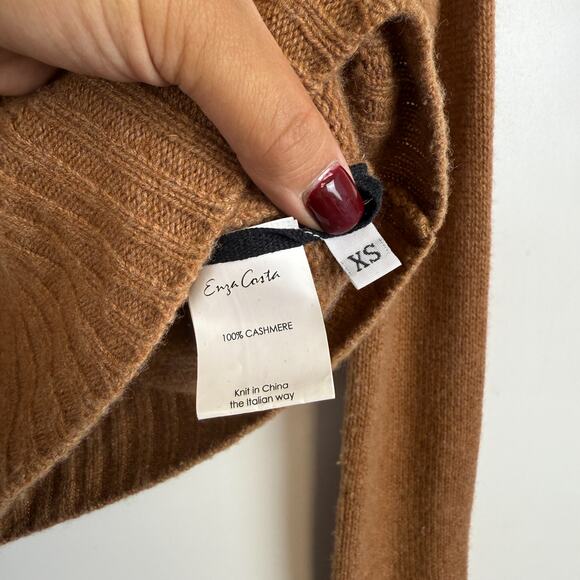 Enza Costa 100% Cashmere Knit Sweater Tan Brown - XS - Picture 6 of 10